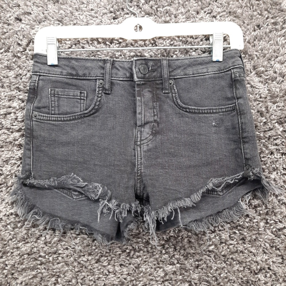 Forever 21 LA Denim Jean Shorts Women 24‎ Black Stretch Cute Cut Off
